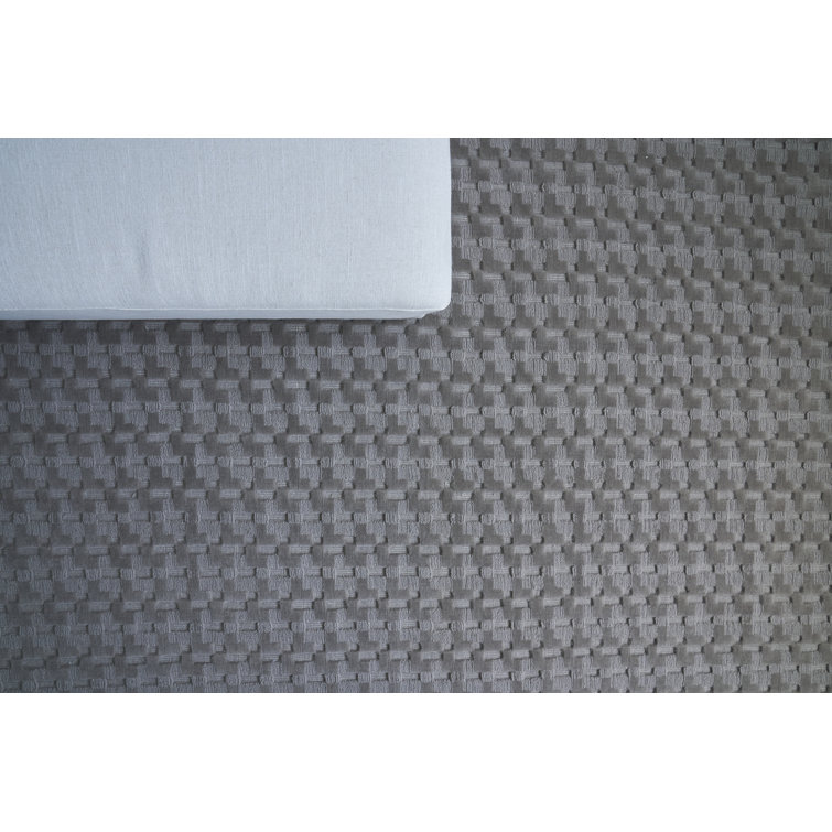 Handmade Dark Taupe Wool Geometric Rectangular Area Rug