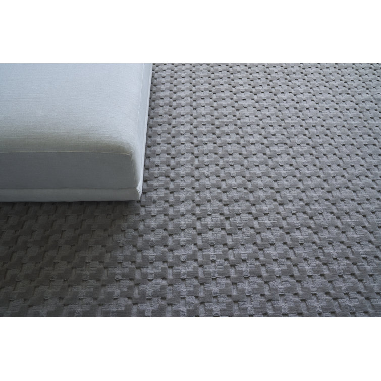 Handmade Dark Taupe Wool Geometric Rectangular Area Rug