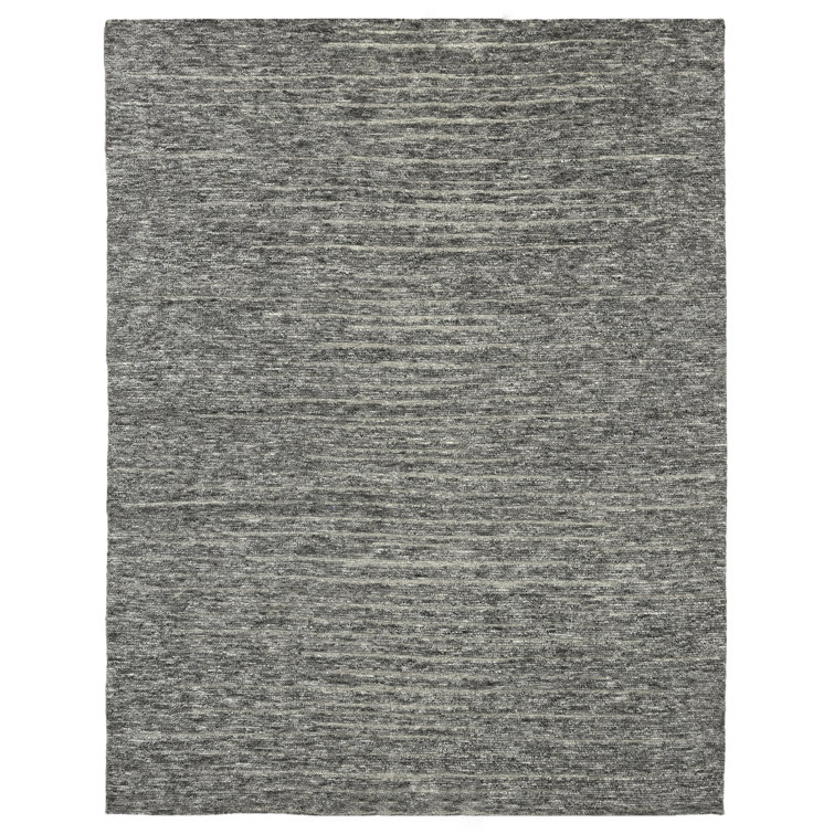 Striated Gray 9' x 12' Hand-Knotted Wool & Viscose Rug