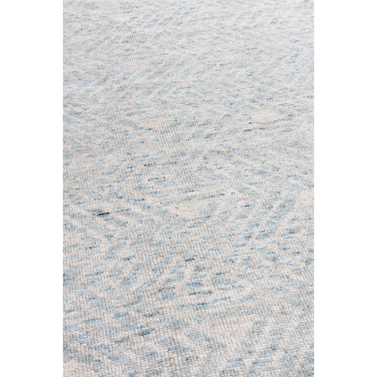 Eaton Blue and Ivory Hand-Knotted Wool Area Rug