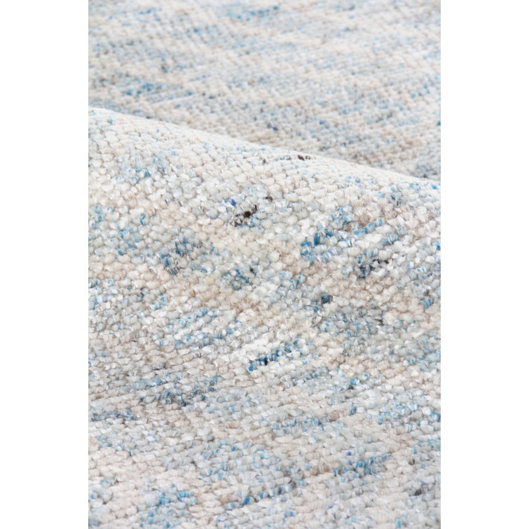 Eaton Blue and Ivory Hand-Knotted Wool Area Rug