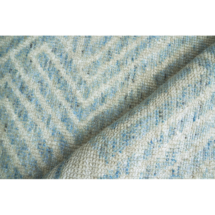 Eaton Blue and Ivory Hand-Knotted Wool Area Rug