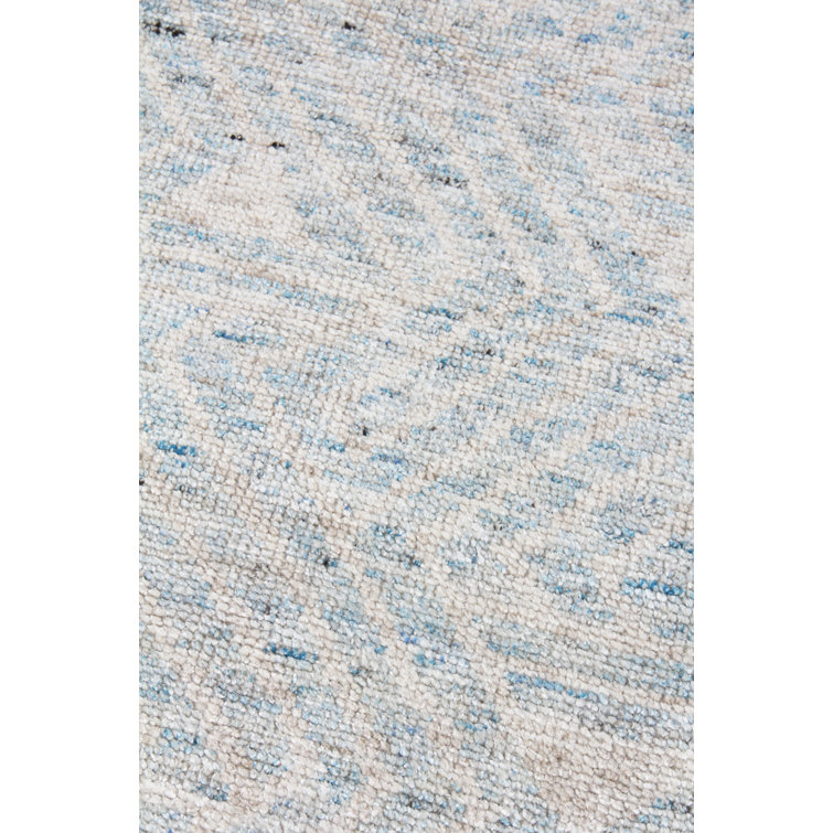 Eaton Blue and Ivory Hand-Knotted Wool Area Rug