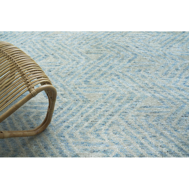 Eaton Blue and Ivory Hand-Knotted Wool Area Rug