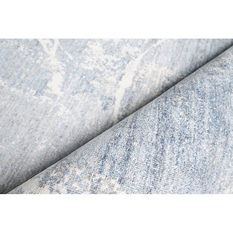 Elegance Abstract Blue Silk 8' x 10' Hand-Knotted Area Rug
