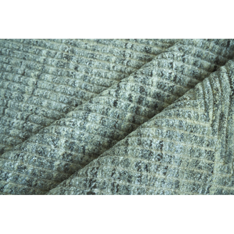 Gray Geometric Hand-Knotted Wool Rectangular Area Rug 14' x 18'