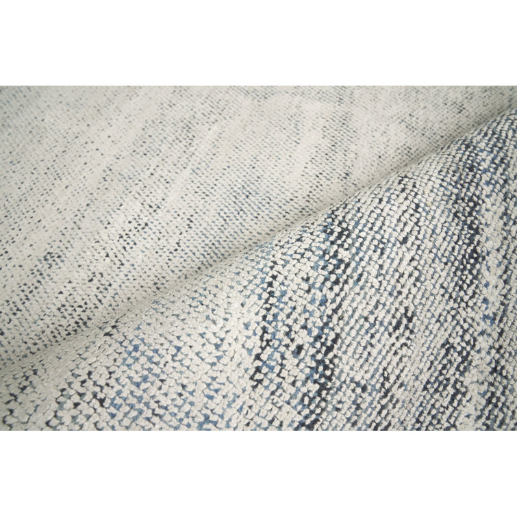 Elegance Silk Hand-Knotted Blue Rectangular 9' x 12' Area Rug