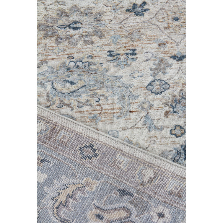Light Blue and Ivory Hand-Knotted Wool Oriental Rug, 10' x 14'