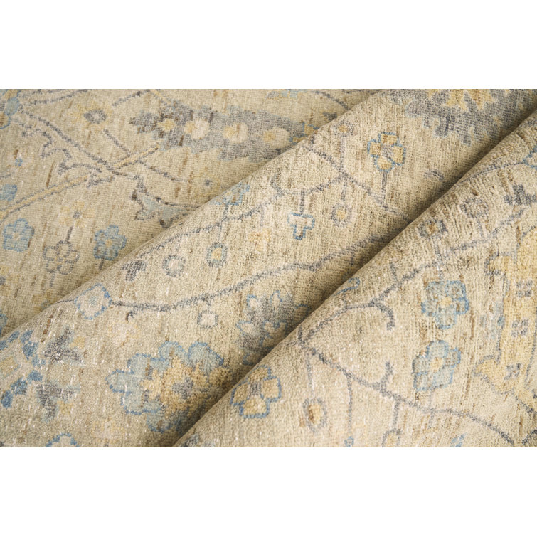 Light Blue Hand-Knotted Wool 9' x 12' Rug