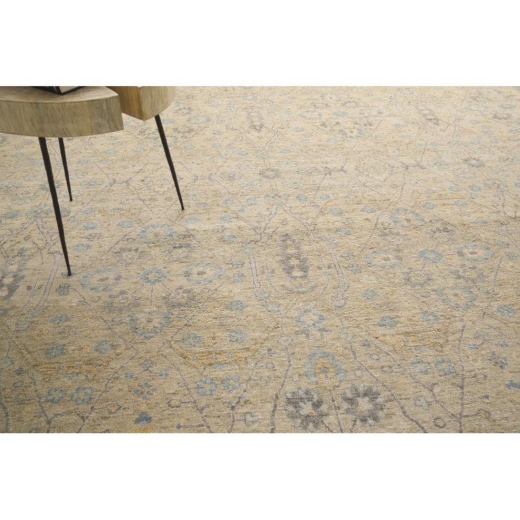Light Blue Hand-Knotted Wool 9' x 12' Rug
