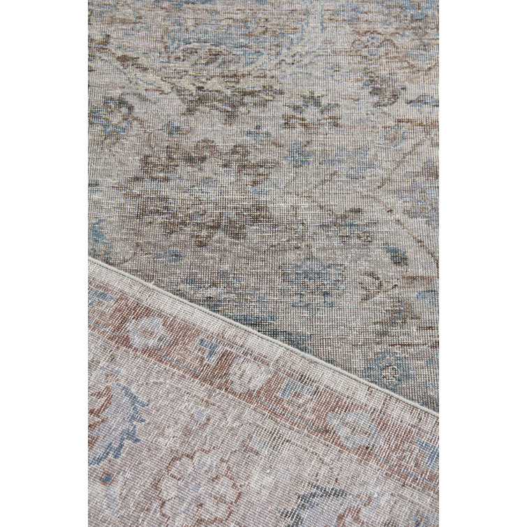 Harper Beige Ivory Blue Hand-Knotted Wool 9' x 12' Area Rug