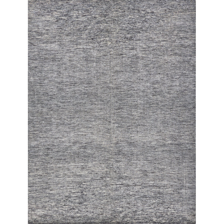 Gray Geometric Hand-Knotted Wool Rectangular Area Rug 14' x 18'