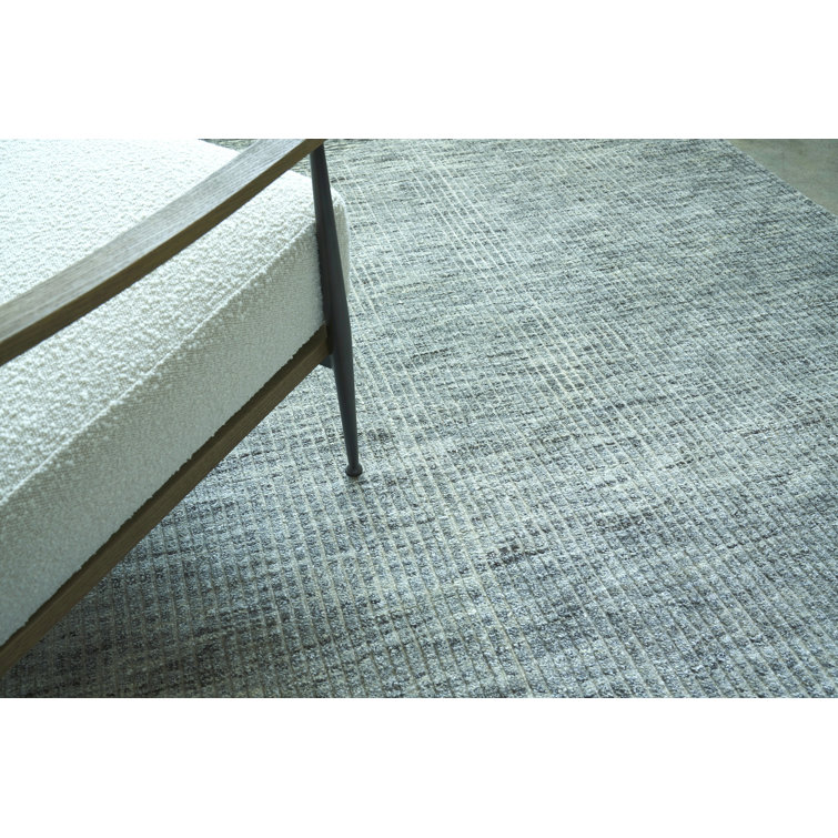 Gray Geometric Hand-Knotted Wool Rectangular Area Rug 14' x 18'
