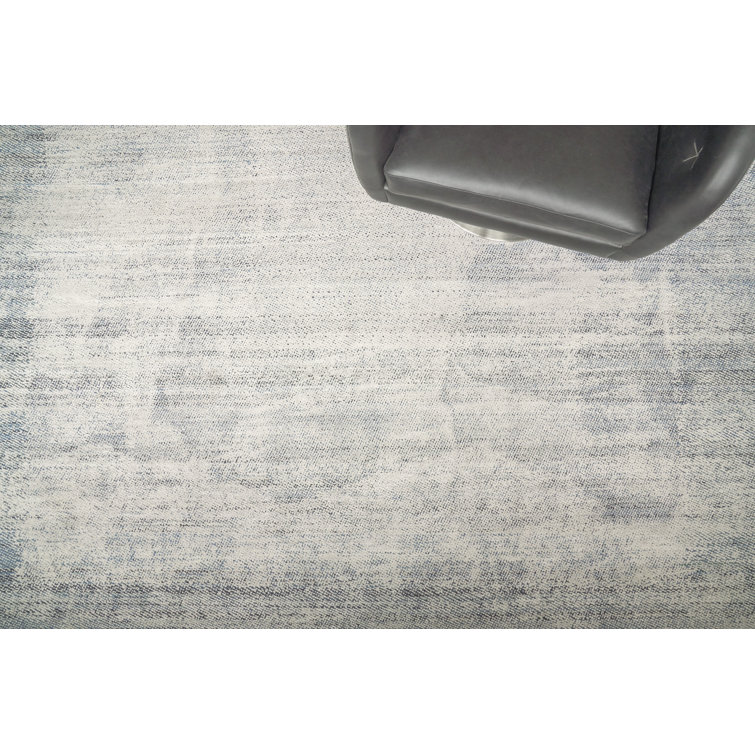 Elegance Silk Hand-Knotted Blue Rectangular 9' x 12' Area Rug