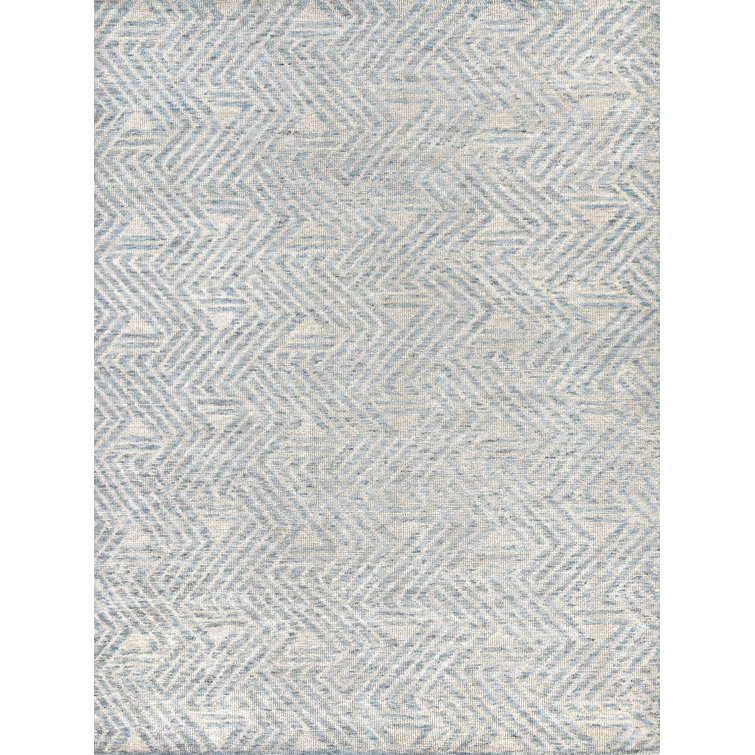 Eaton Blue and Ivory Hand-Knotted Wool Area Rug