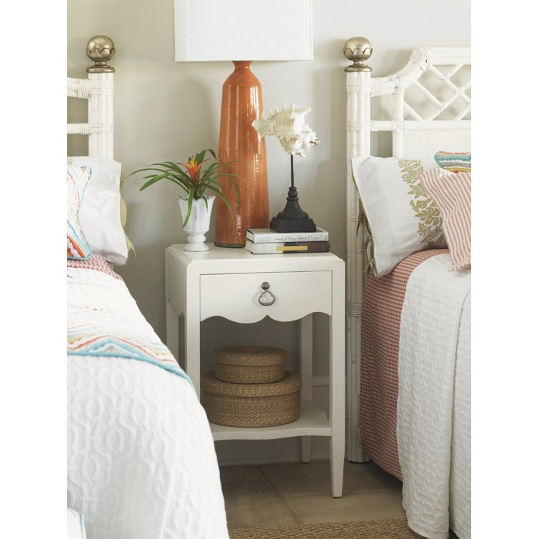 Ivory Key Transitional White 1-Drawer Bedside Table