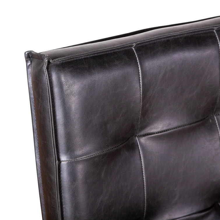 Black and Dark Brown Genuine Leather Upholstered Side Chair Set