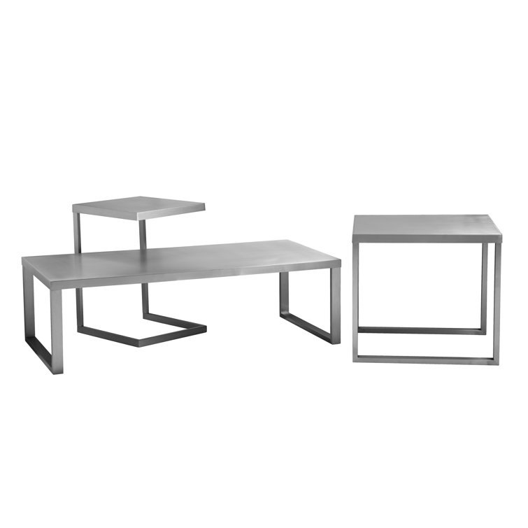 Silver Metal Modern Cantilever End Table
