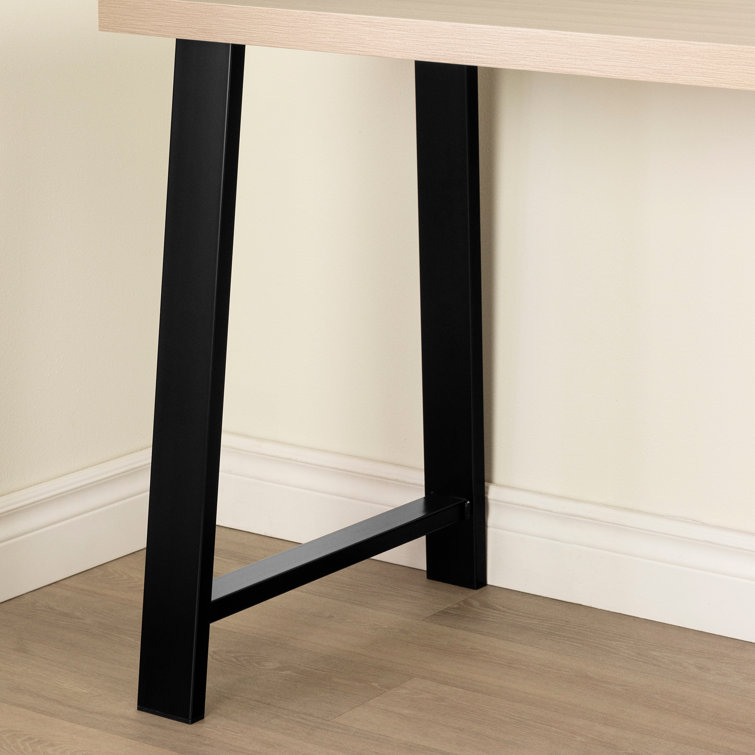 Soft Elm and Matte Black L-Shaped Computer Desk with Power Outlet