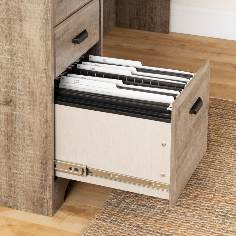 South Shore Weathered Oak L-Shaped Corner Desk with Hutch