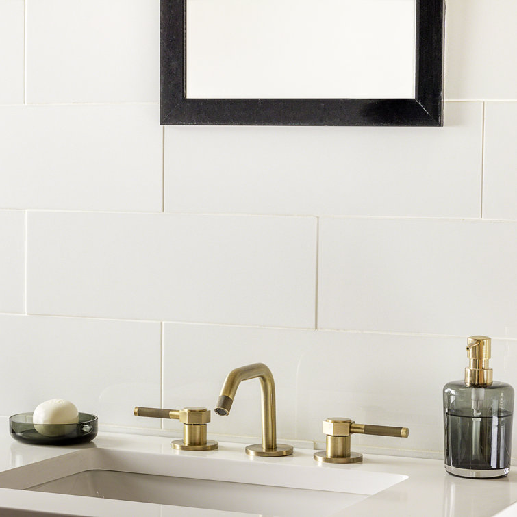 Lucid 6" x 18" White Polished Marble Look Tile