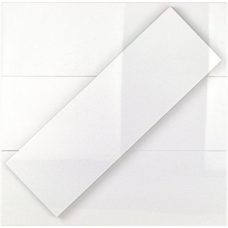 Lucid 6" x 18" White Polished Marble Look Tile