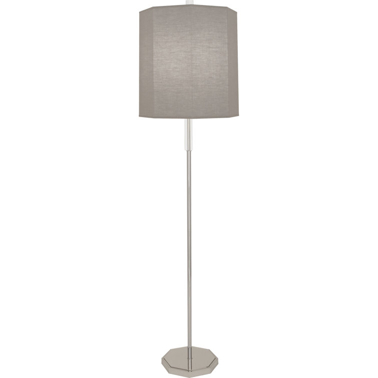 Kate Polished Nickel Floor Lamp with Gray Shade