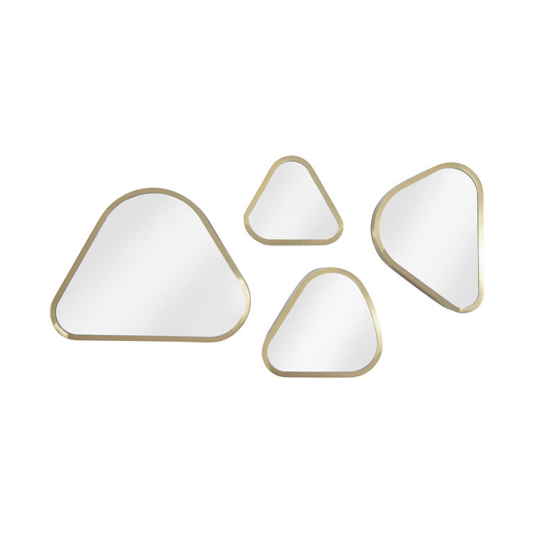 Brushed Brass Organic Pebble Mirrors Set of 4