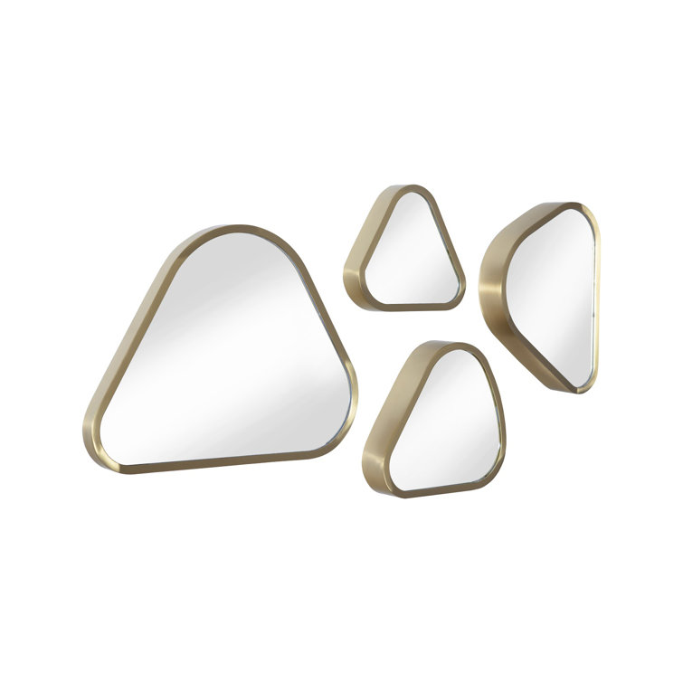 Brushed Brass Organic Pebble Mirrors Set of 4