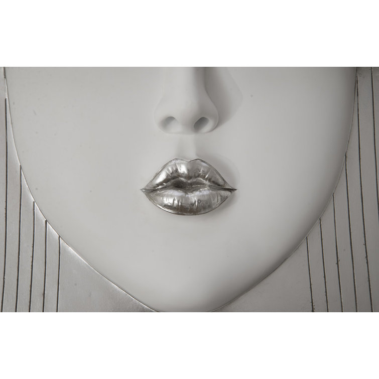 Large Silver and White Resin Wall Art Decor