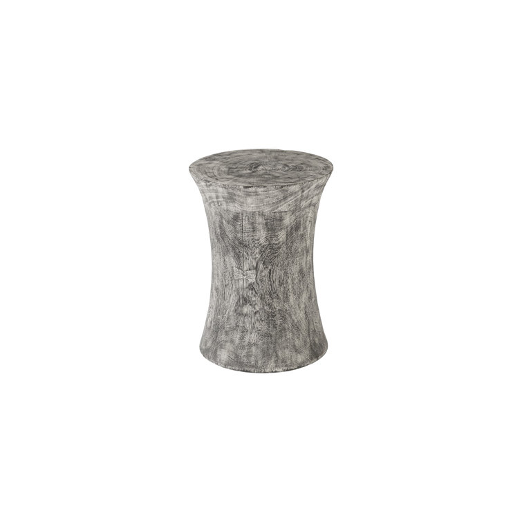 Gray Solid Wood 15" Transitional Accent Stool