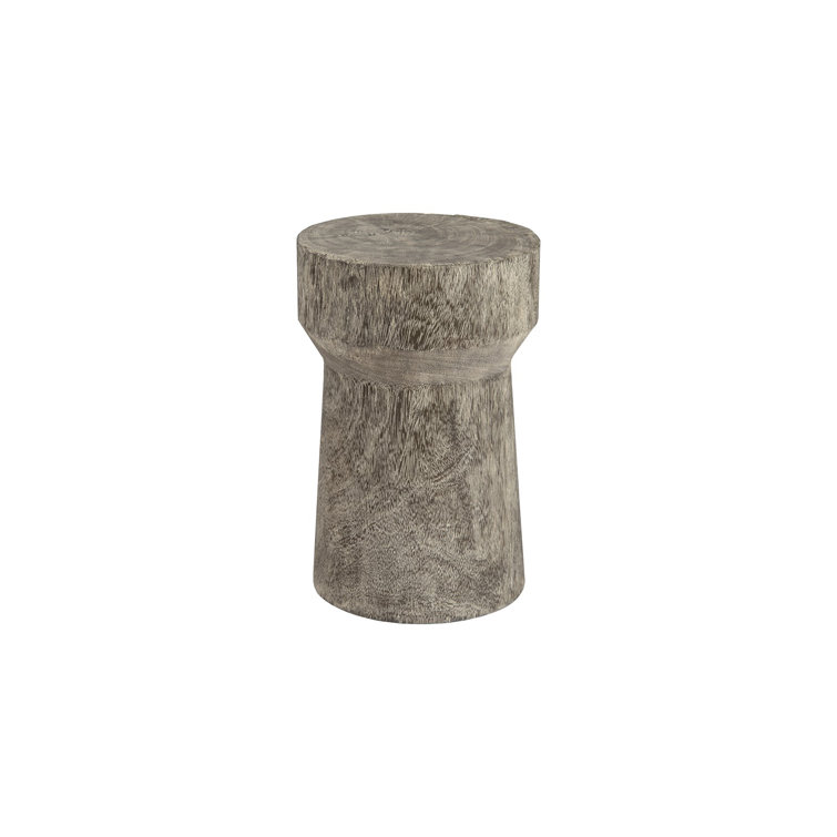 Gray Chamcha Wood Transitional Accent Stool
