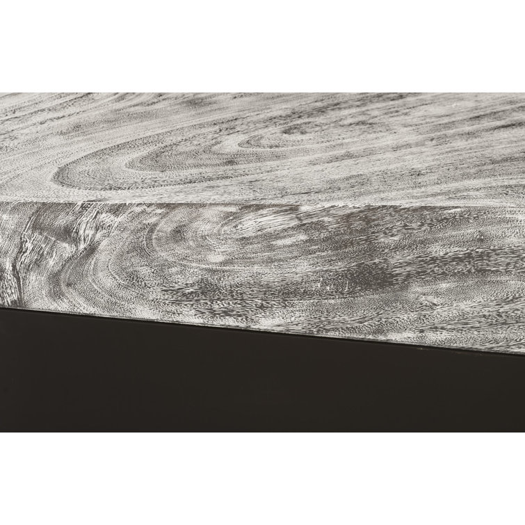 Transitional Geometry Solid Wood Coffee Table in Black/Gray