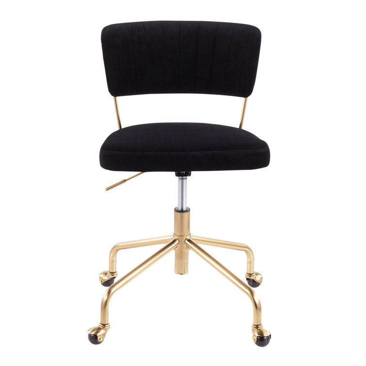 Tania Contemporary Black Velvet 28.5" Swivel Task Chair