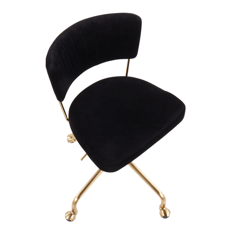 Tania Contemporary Black Velvet 28.5" Swivel Task Chair