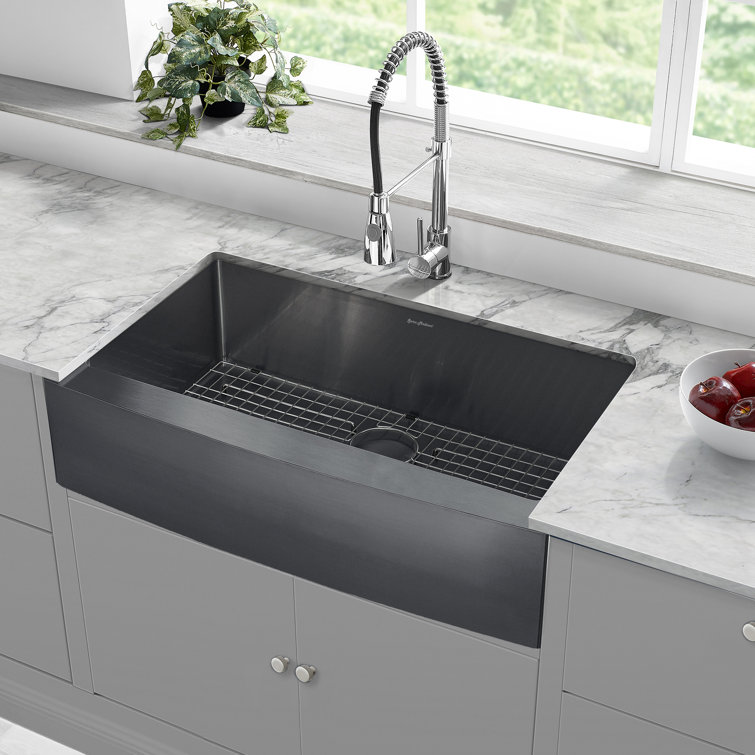 Rivage 36'' Black Stainless Steel Farmhouse Kitchen Sink