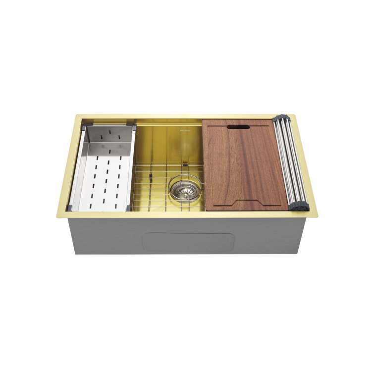 Tourner 32" Gold Stainless Steel Single Basin Farmhouse Sink