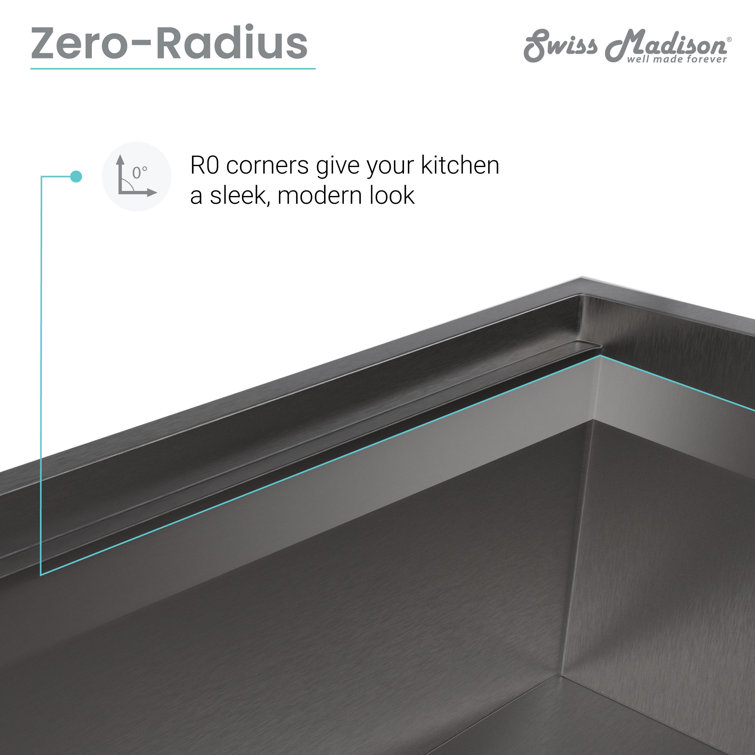 Tourner 33 x 22 Black Stainless Steel Single Basin Farmhouse Sink