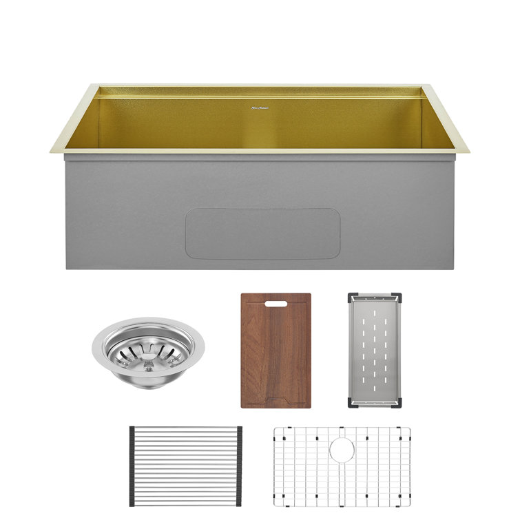 Tourner 32" Gold Stainless Steel Single Basin Farmhouse Sink