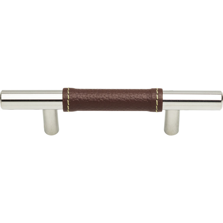Coco Leather Polished Chrome 3" Bar Pull