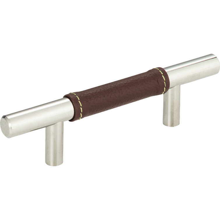Coco Leather Polished Chrome 3" Bar Pull