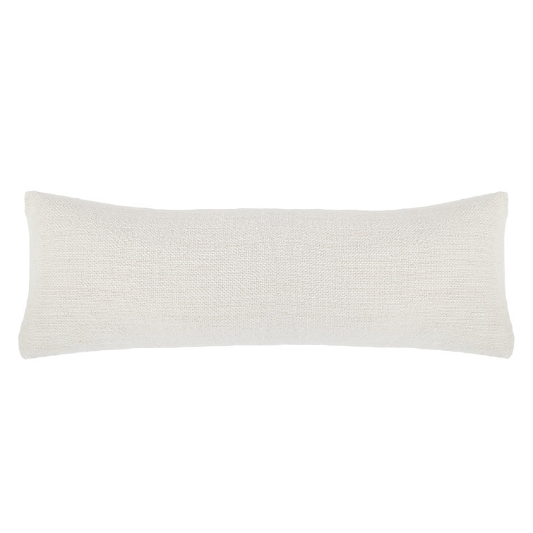 Cream Linen and Cotton Rectangular Lumbar Pillow 14" x 40"