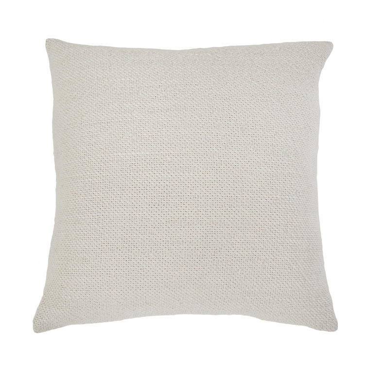 Cream 20" x 20" Linen Woven Throw Pillow