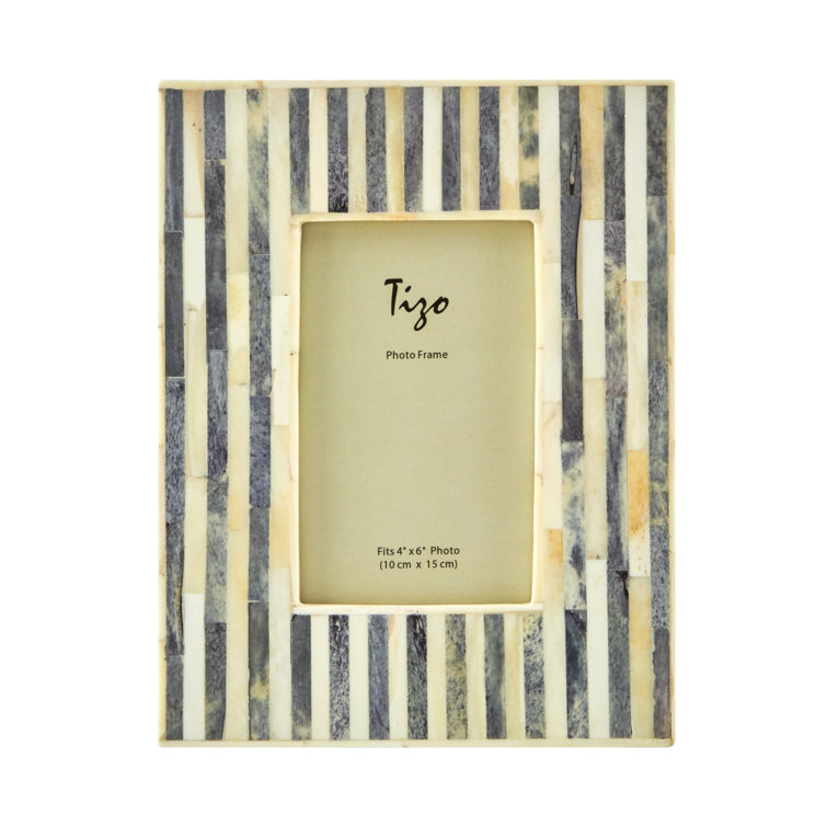 Gray and White Bone Resin Picture Frame 4" x 6"