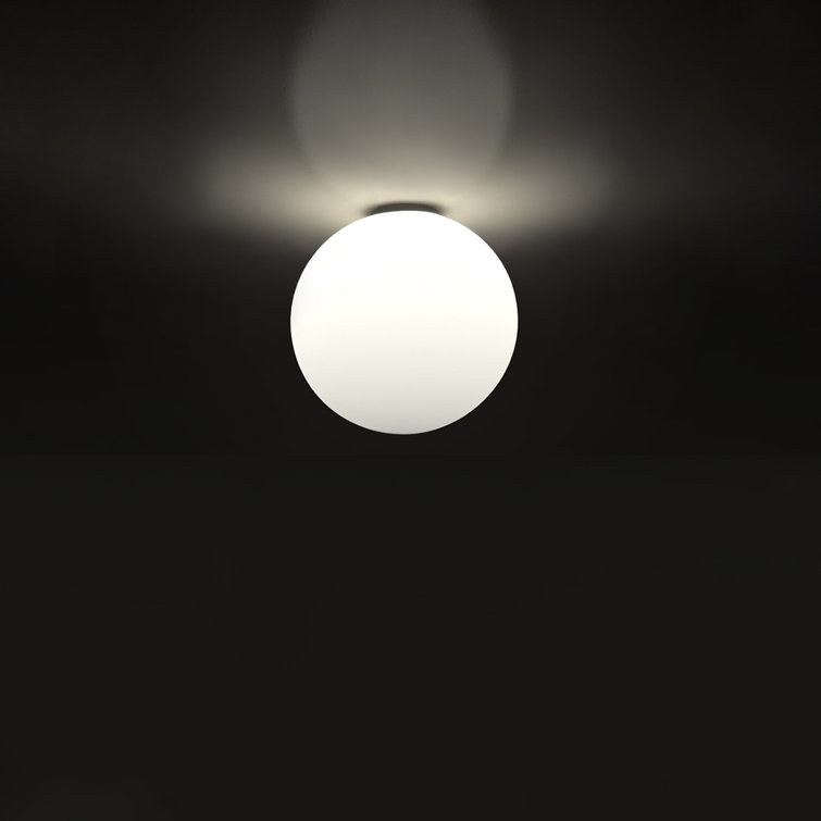 Matte White Hand Blown Glass Globe Flush Mount Light