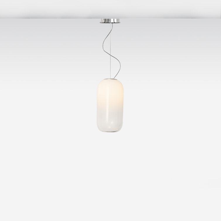Chrome and White Handblown Glass Mini LED Pendant Light