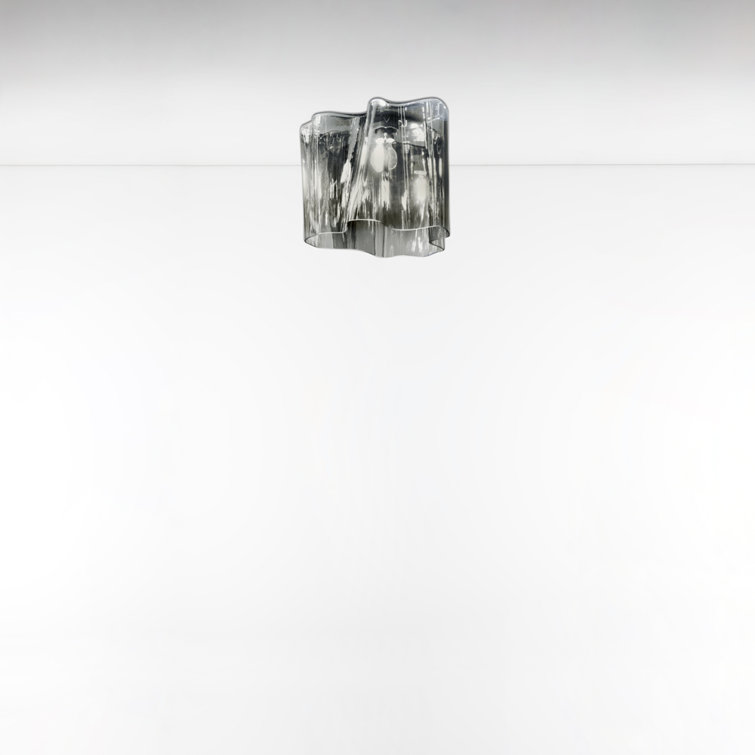 Gray Smoke Glass Semi Flush Mount Ceiling Light