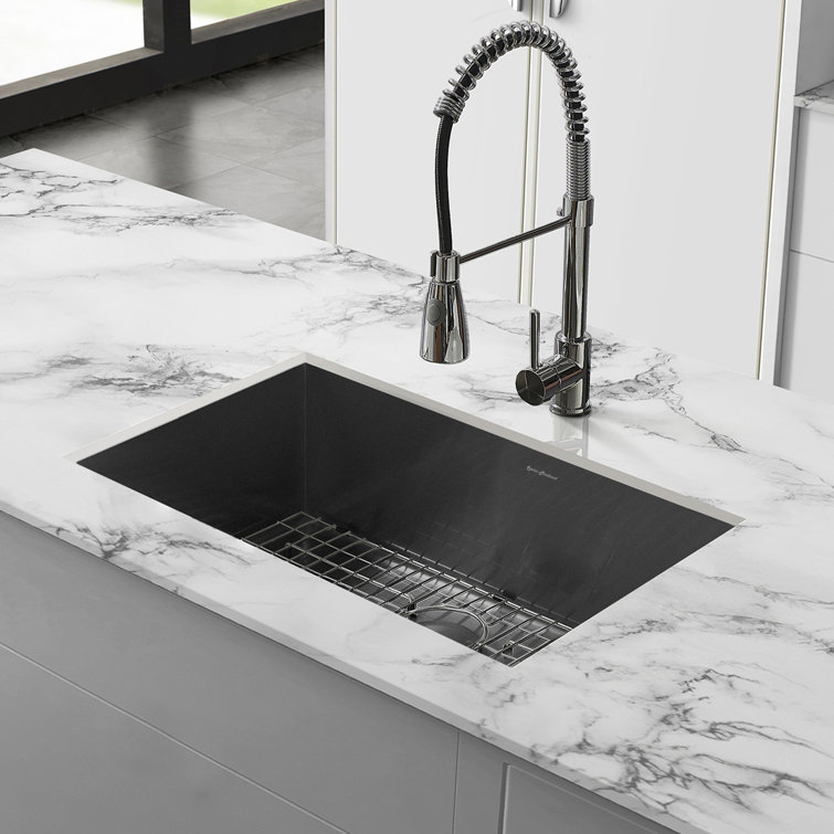 Tourner 27 x 19 Black Stainless Steel Single Basin Undermount Kitchen Sink