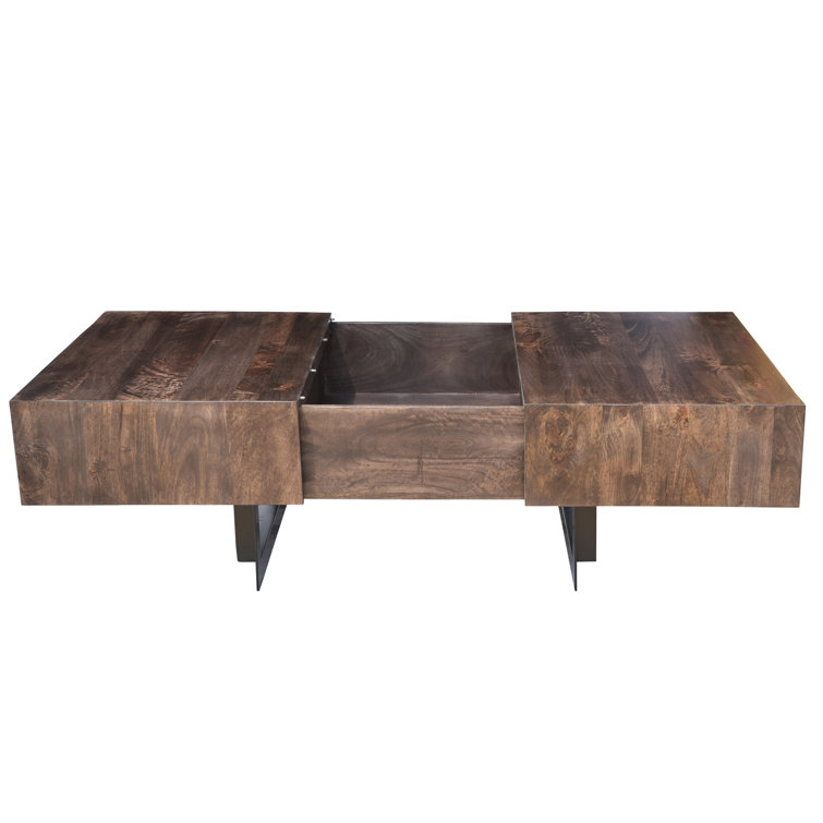 Glide Modern Extendable Coffee Table with Hidden Storage in Gray Olive