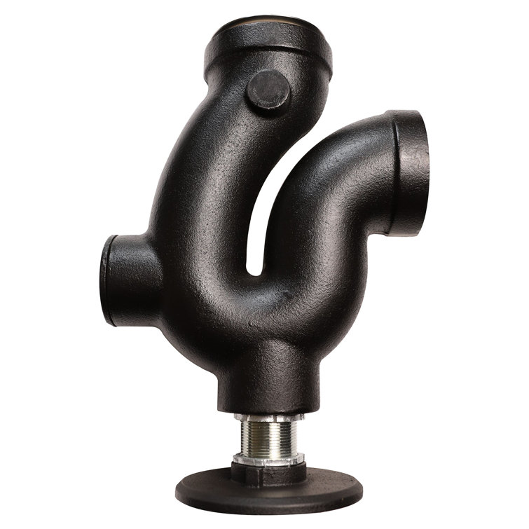 Black Cast Iron 3-Inch Threaded P-Trap with Strainer